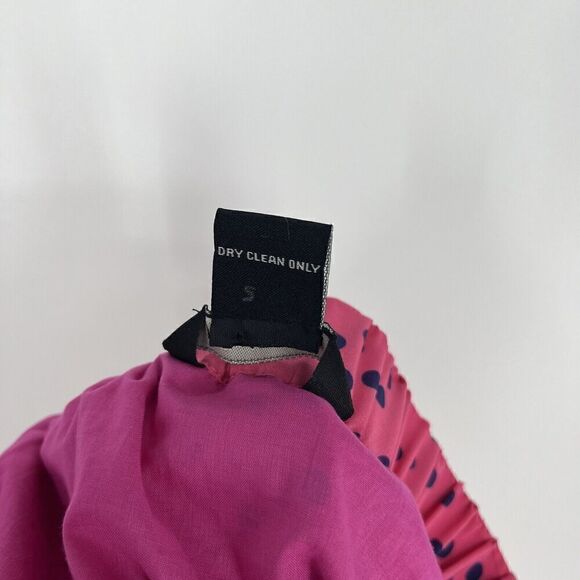 J Peterman Maxi Skirt Size 4 Pink Navy Polka Dot Print A Line Retro Tie Waist - Picture 8 of 8